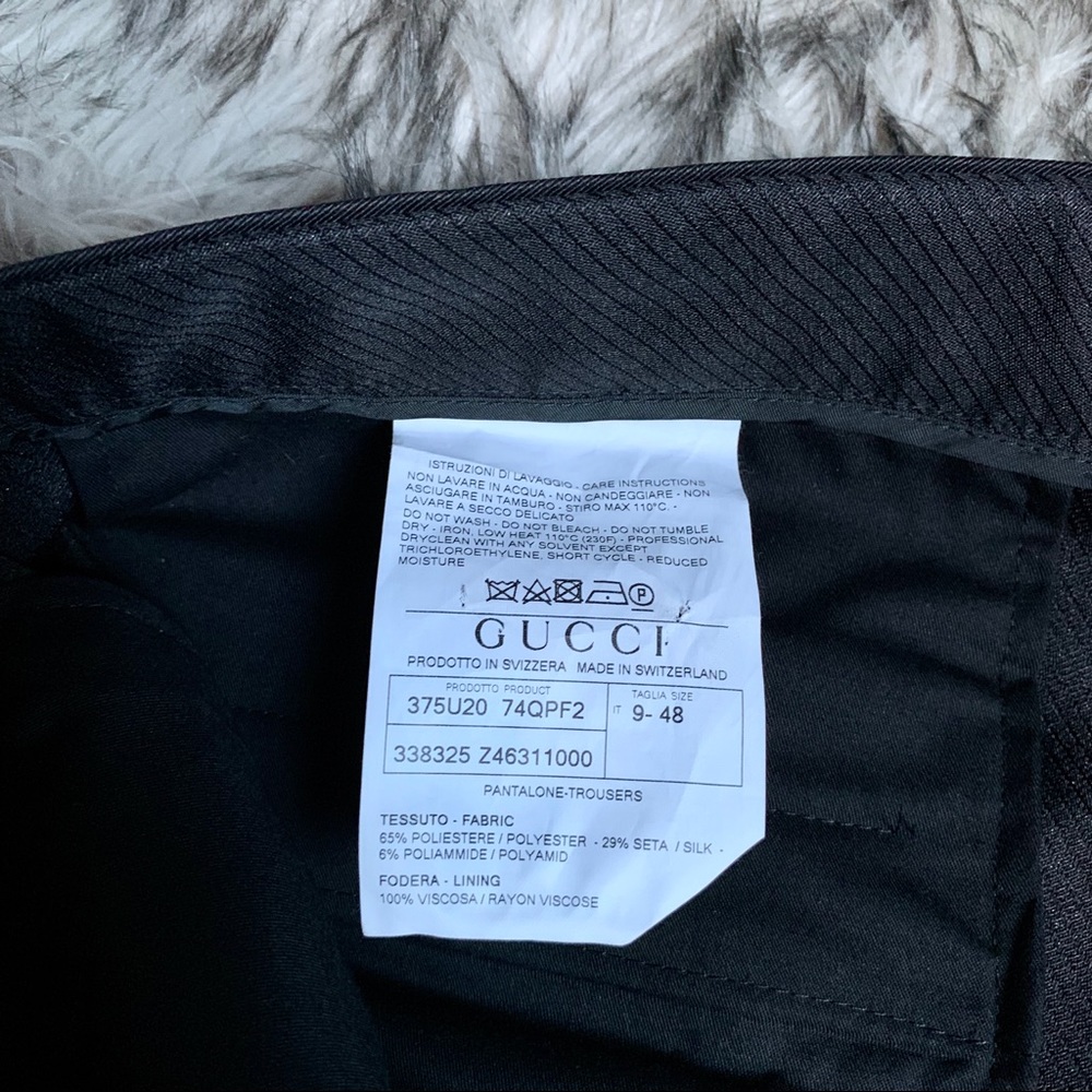 Gucci Slim Fit Silk Blend Black Dress Pants - Picture 6 of 8
